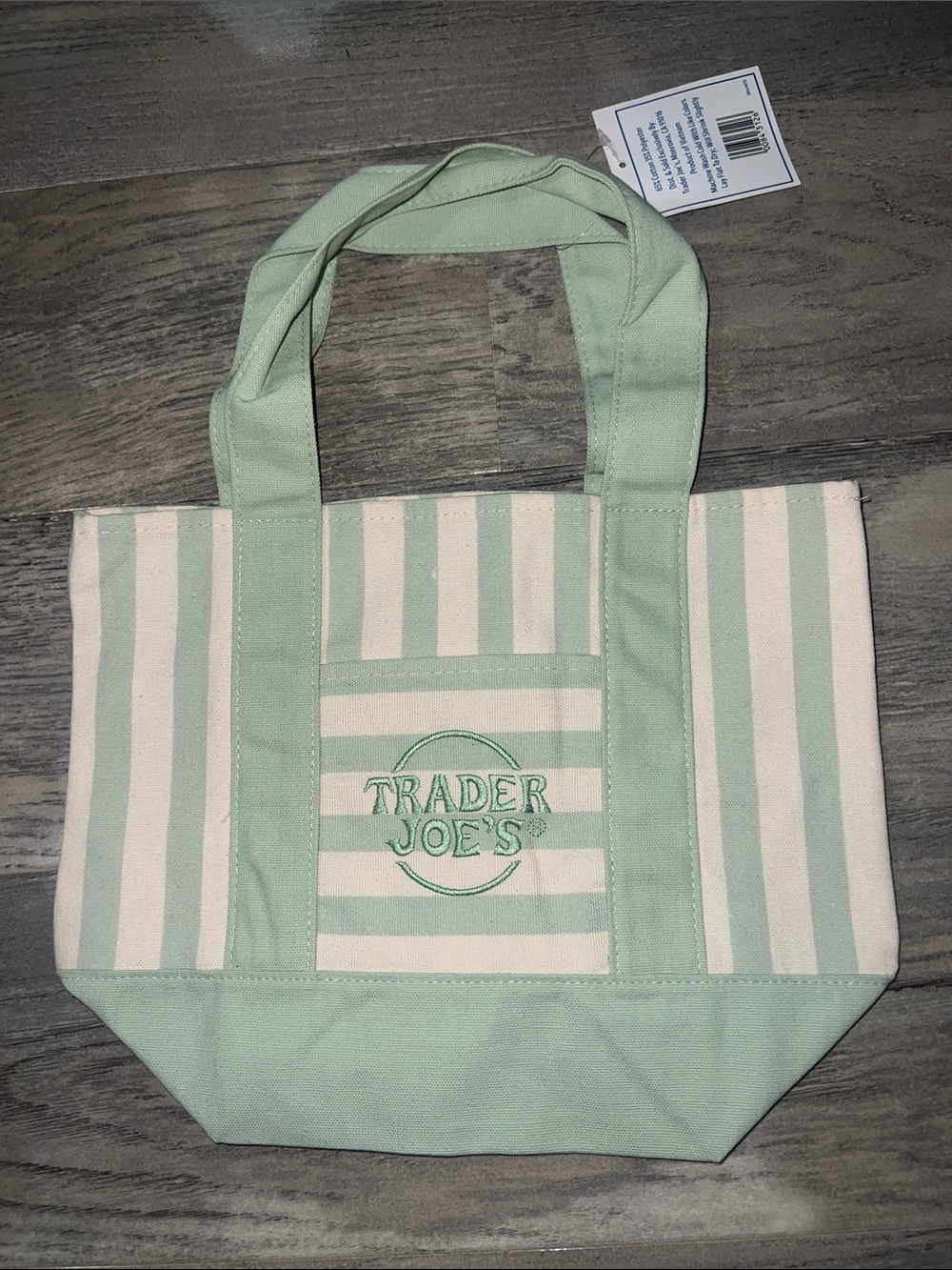 Trader Joe’s - Mint Green Stripe Canvas Tote Bag